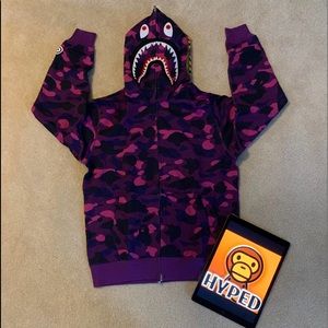 Bape Purple OG Camo Shark Hoodie Medium